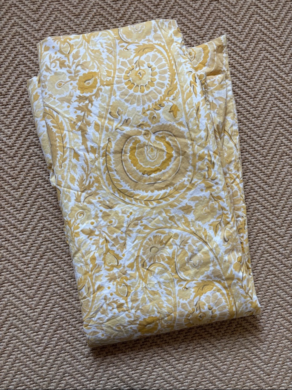 Pottery Barn Organic Cotton Yellow Painterly Full/Queen Duvet